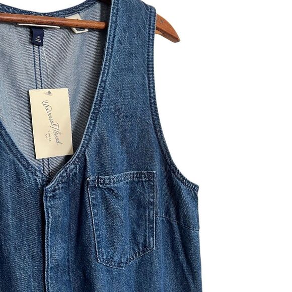 Universal Thread NWT Curved Leg Sleeveless Denim Jumpsuit Medium Wash Size 16 - Picture 7 of 12